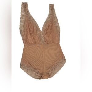 Intimately Free People Lace Teddy Bodysuit in Peachy Pink